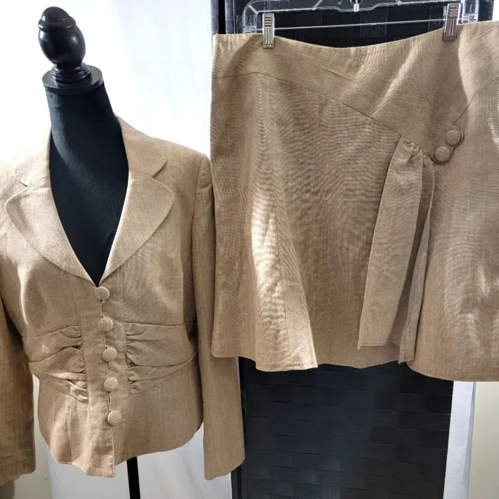 Nine West Career Woman Linen‎ Suit. SIZE 16.  #168 - Picture 5 of 7